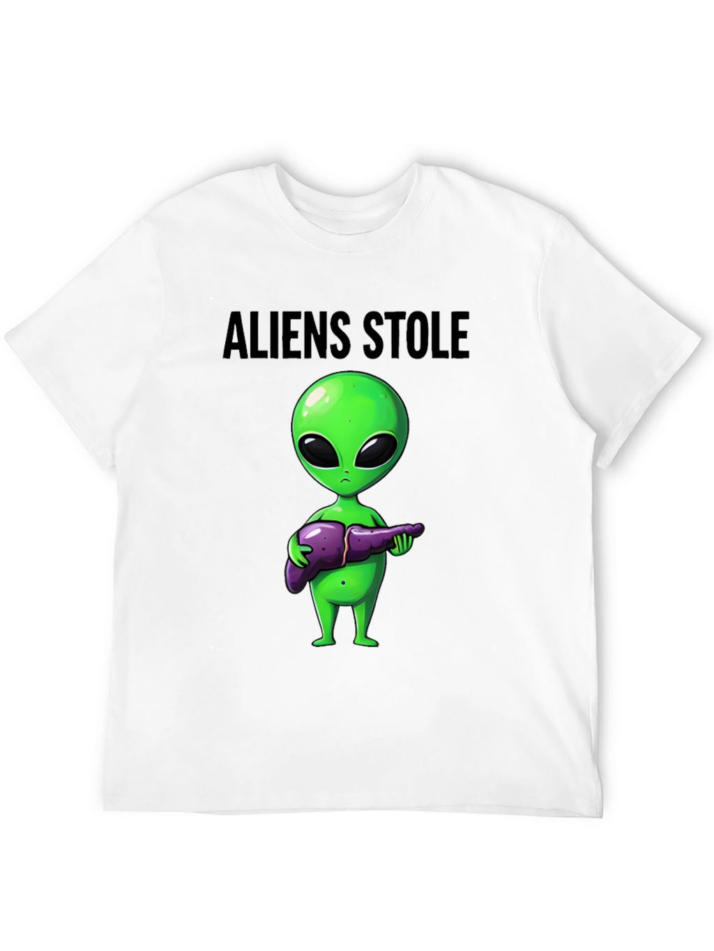 Aliens Stole My Liver Black T-Shirt