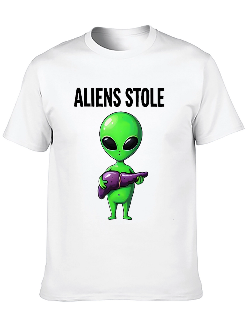Aliens Stole My Liver Black T-Shirt