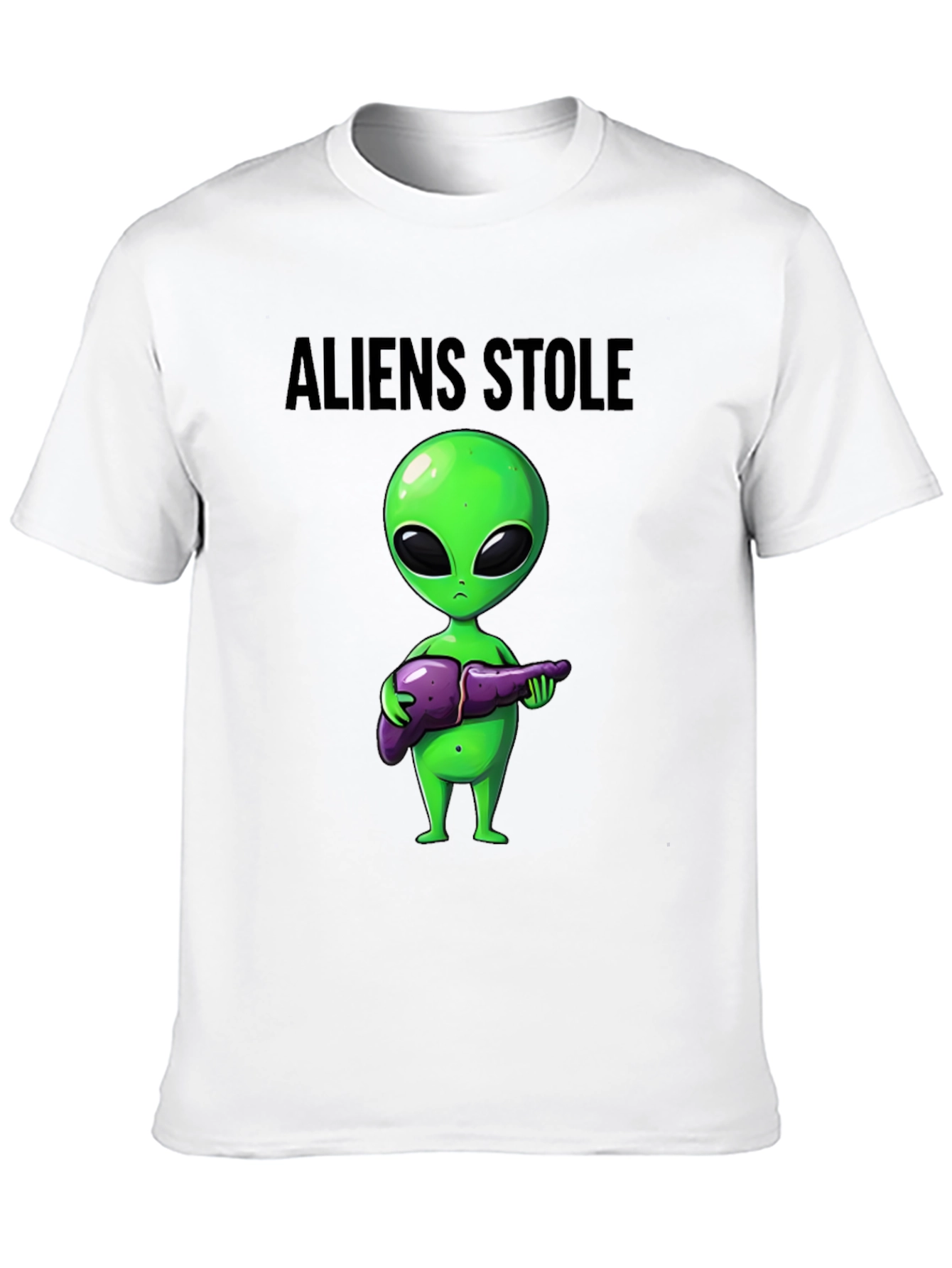 Aliens Stole My Liver Black T-Shirt