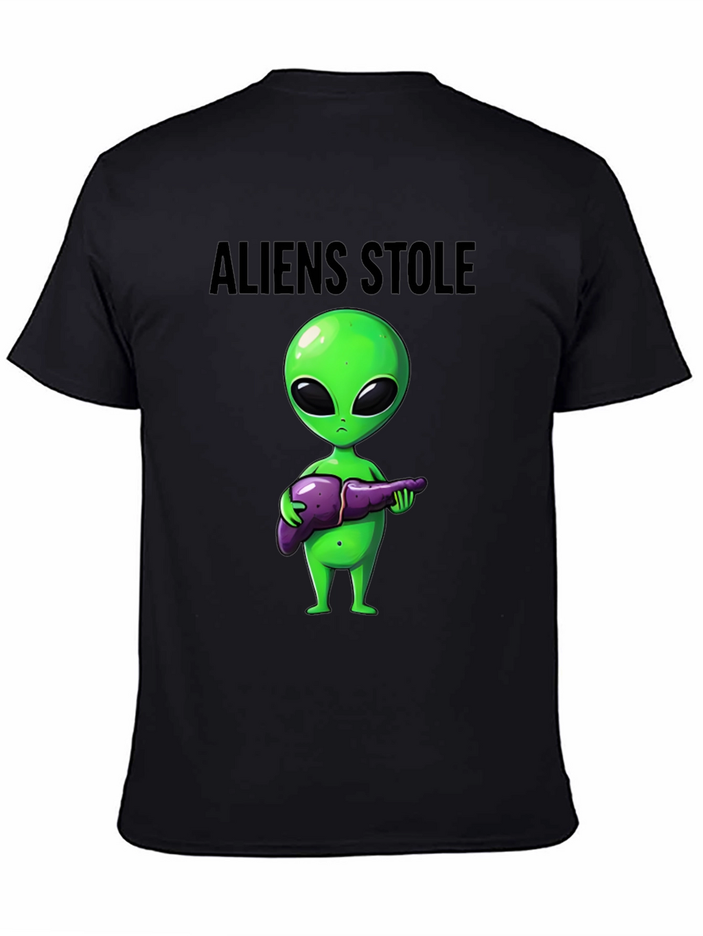 Aliens Stole My Liver Black T-Shirt
