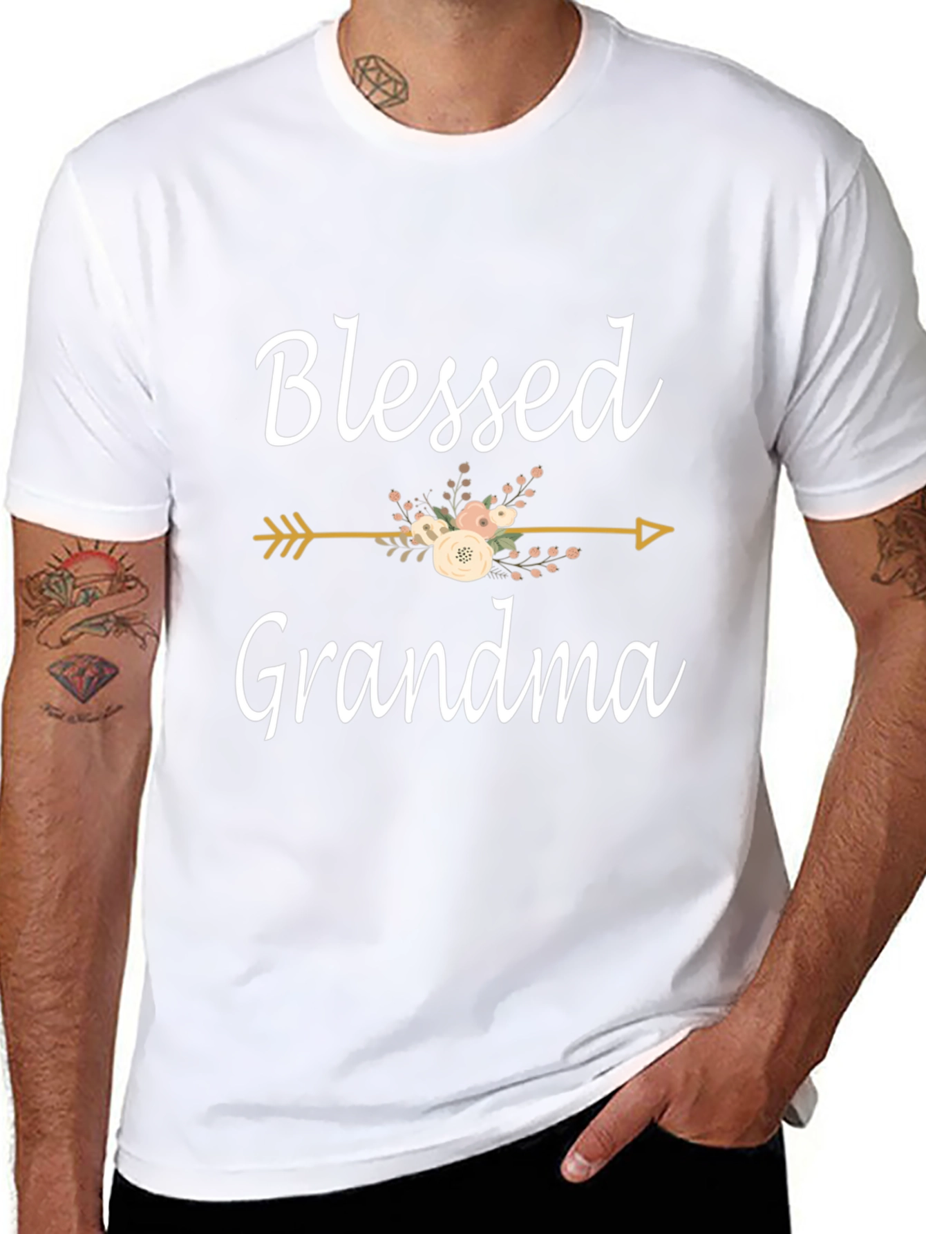 Blessed Grandma Floral Arrow Graphic Tee