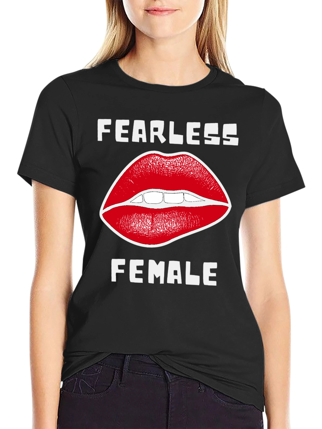Fearless Female Graphic Tee - Red Lips