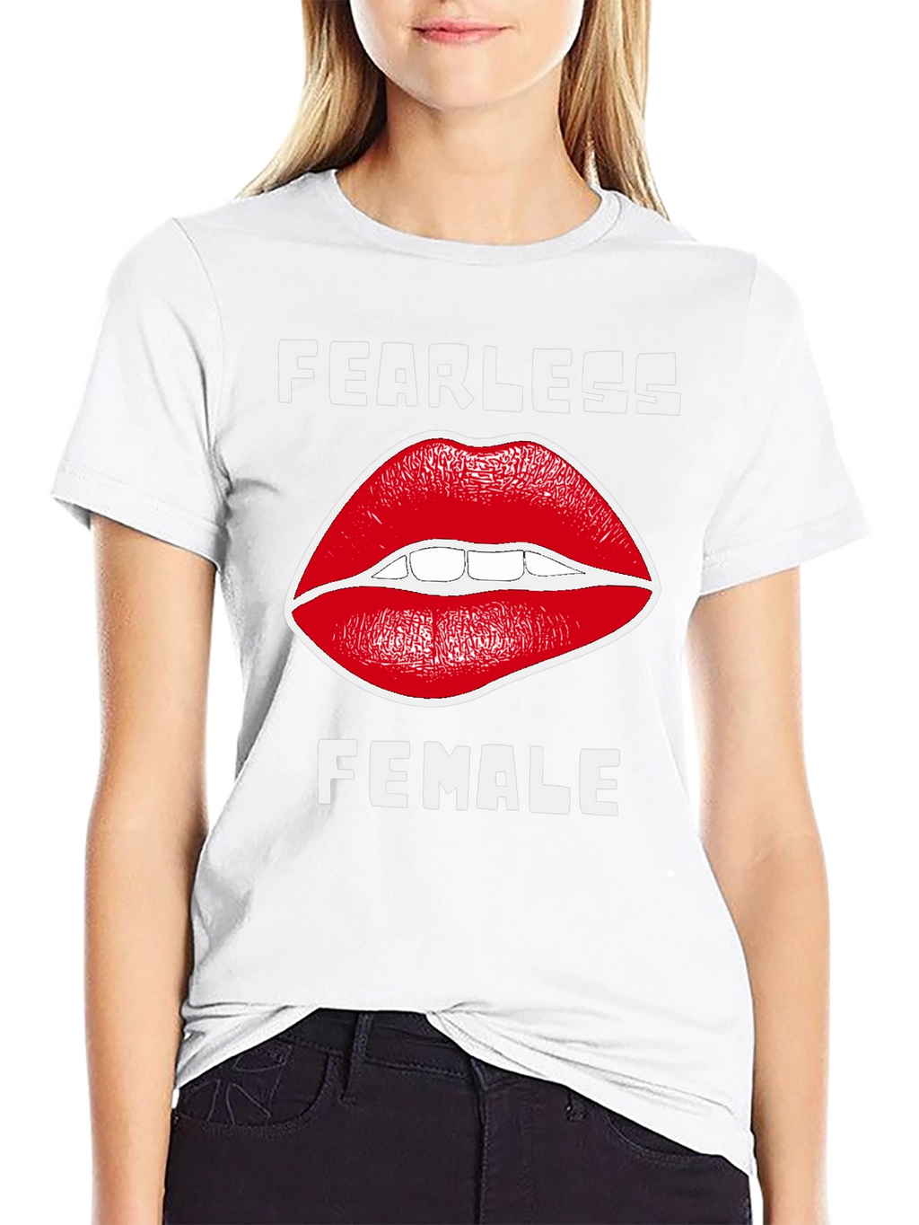 Fearless Female Graphic Tee - Red Lips