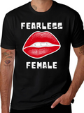 Fearless Female Graphic Tee - Red Lips