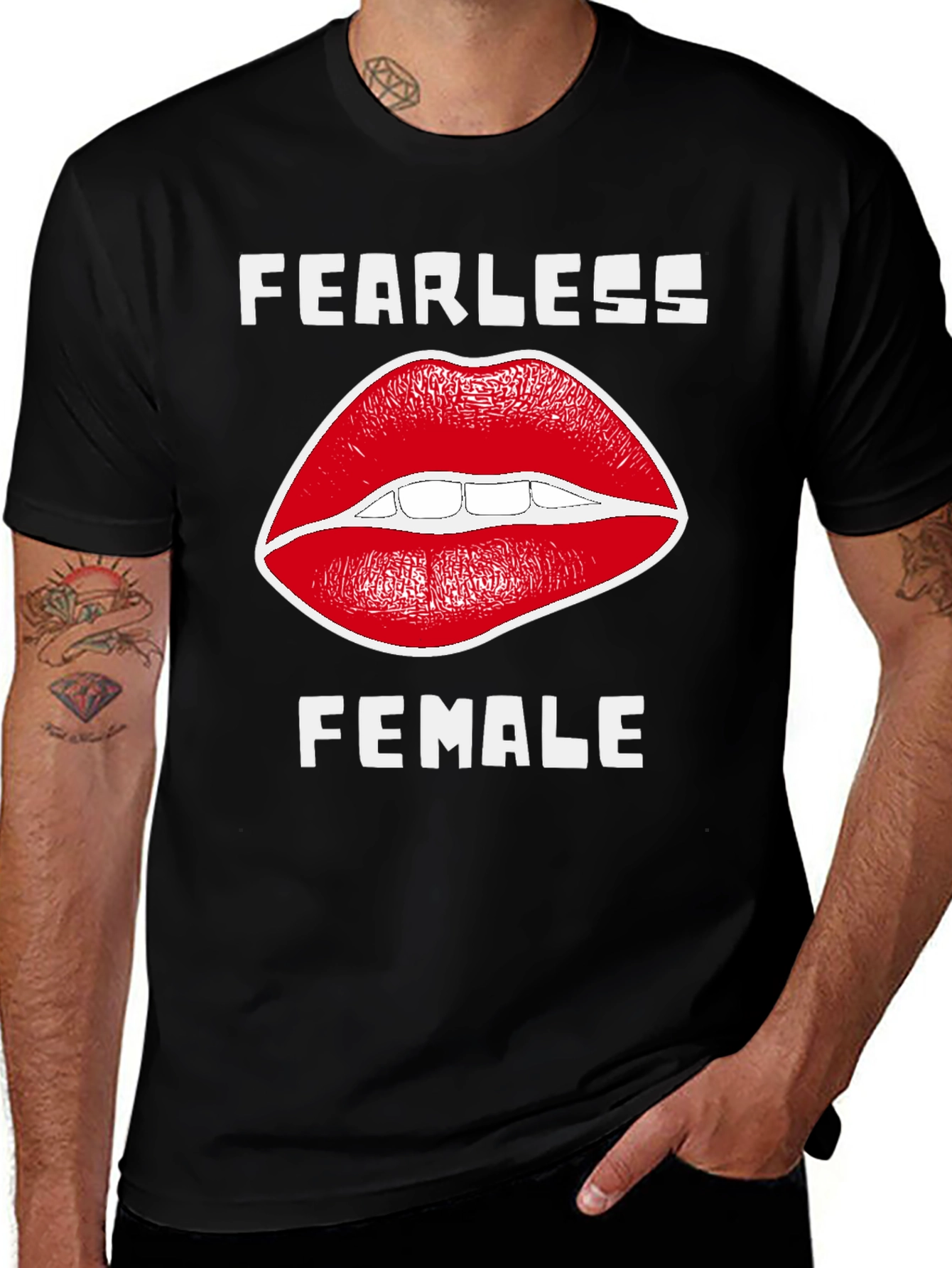 Fearless Female Graphic Tee - Red Lips