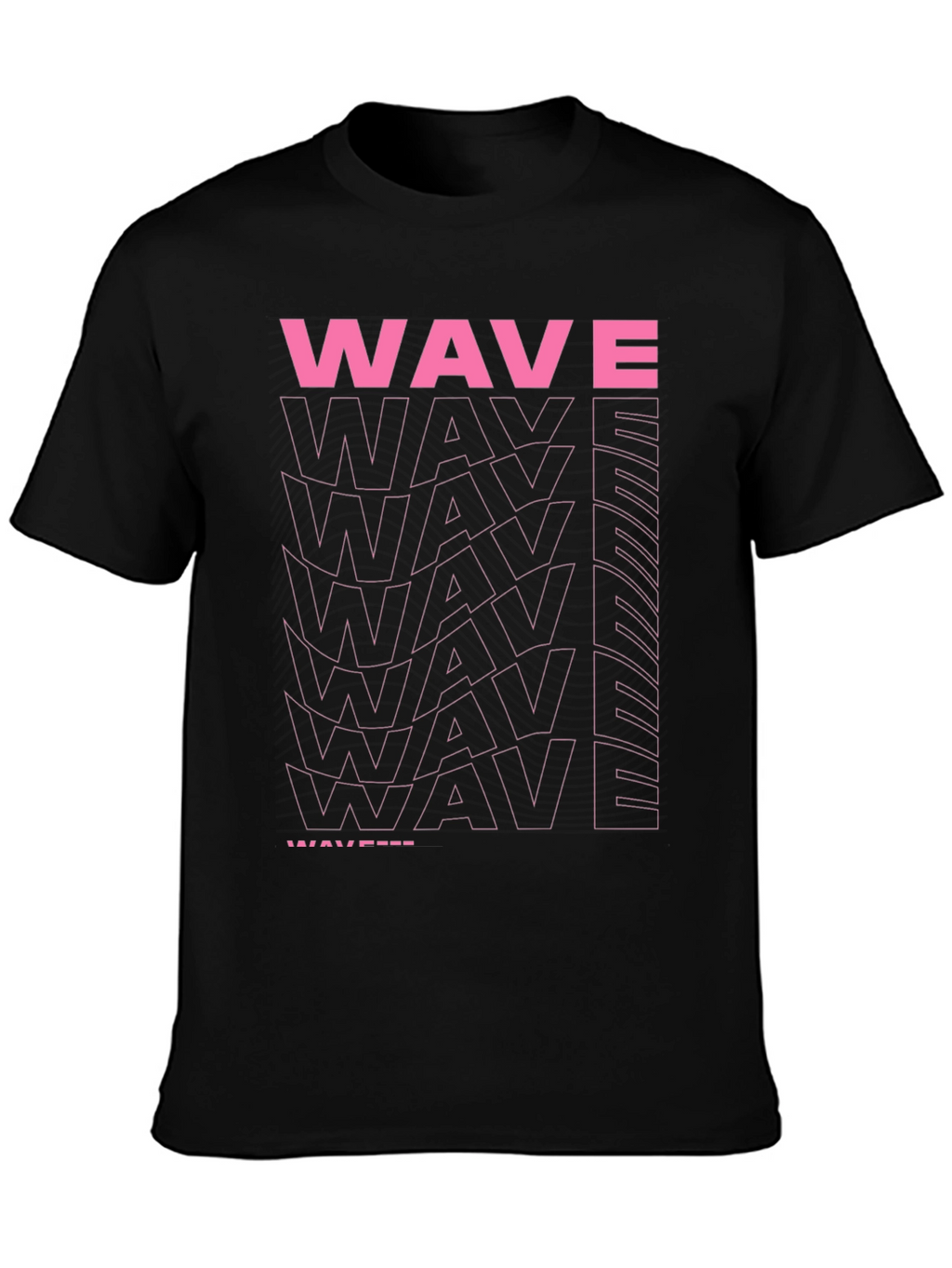 Retro Wave Graphic Print Black Tee