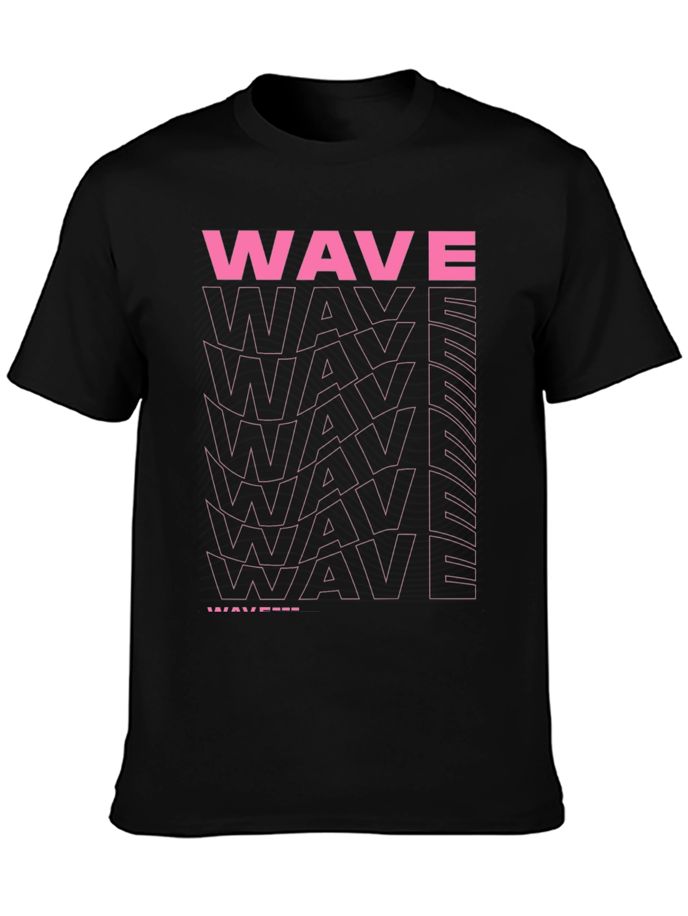 Retro Wave Graphic Print Black Tee