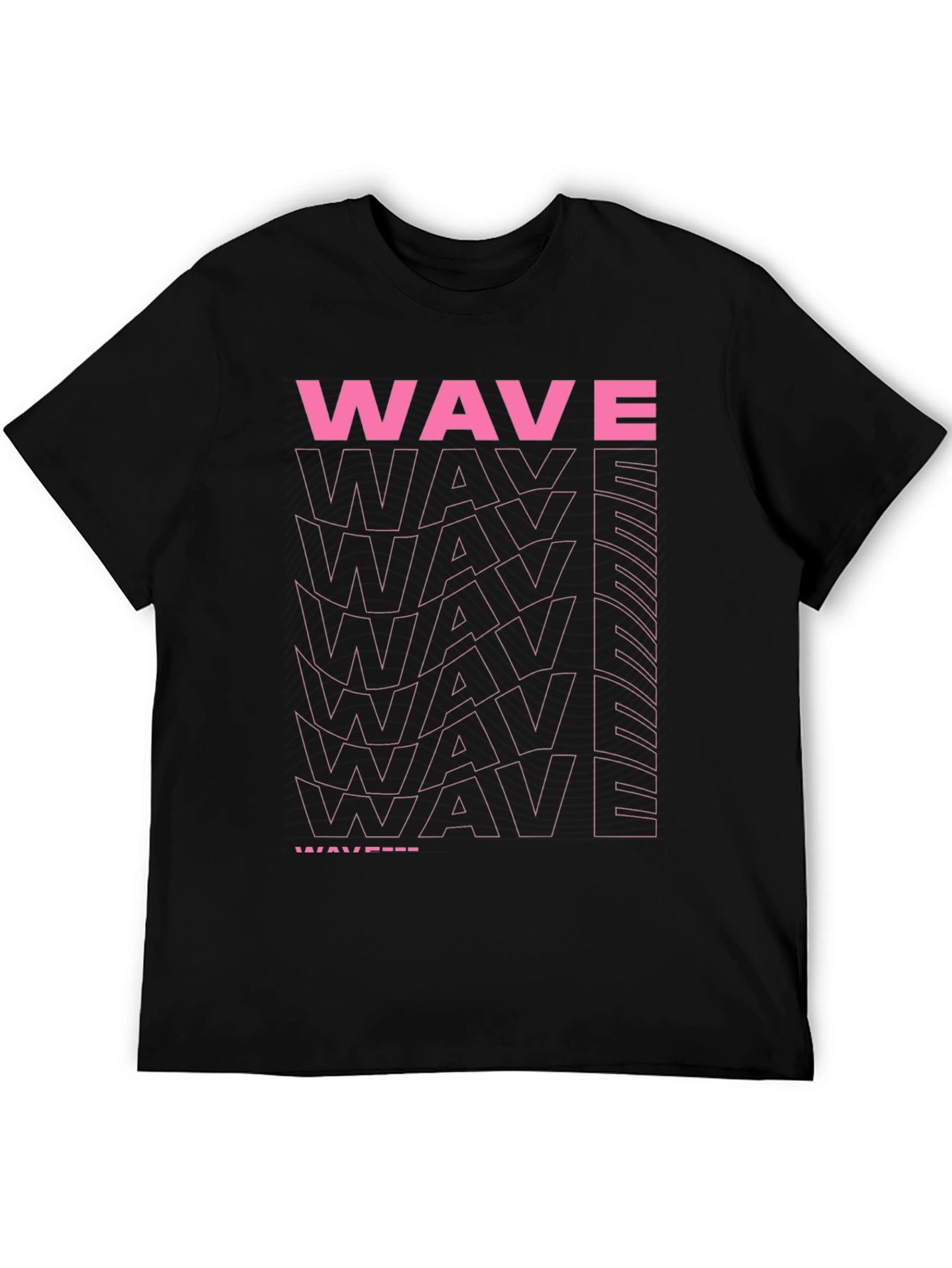 Retro Wave Graphic Print Black Tee