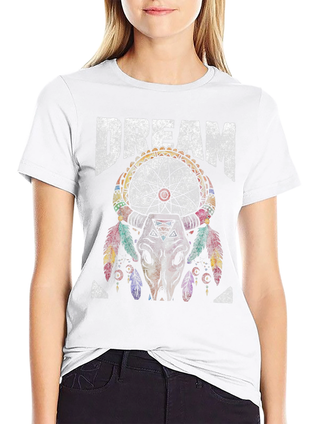 Dreamcatcher Skull Graphic Tee - Black