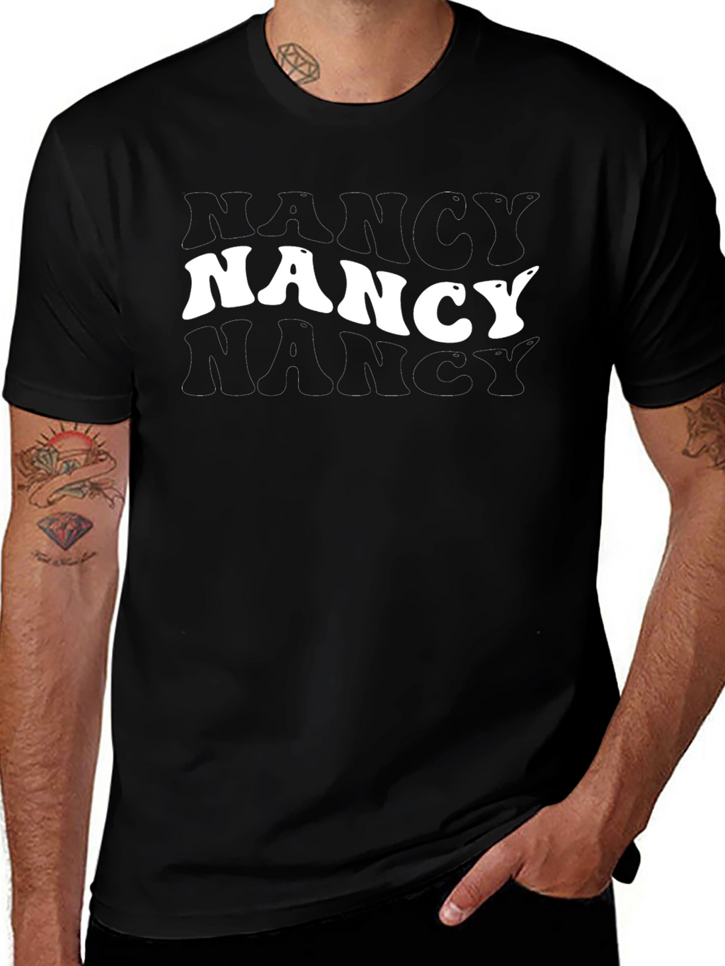 Retro Nancy T-Shirt - Black Cotton Blend