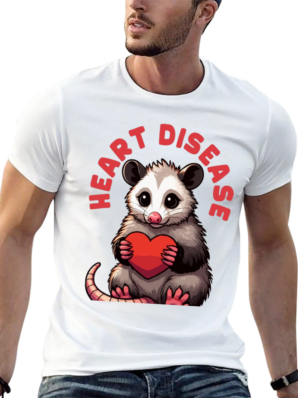 Cute Opossum Heart Disease T-Shirt