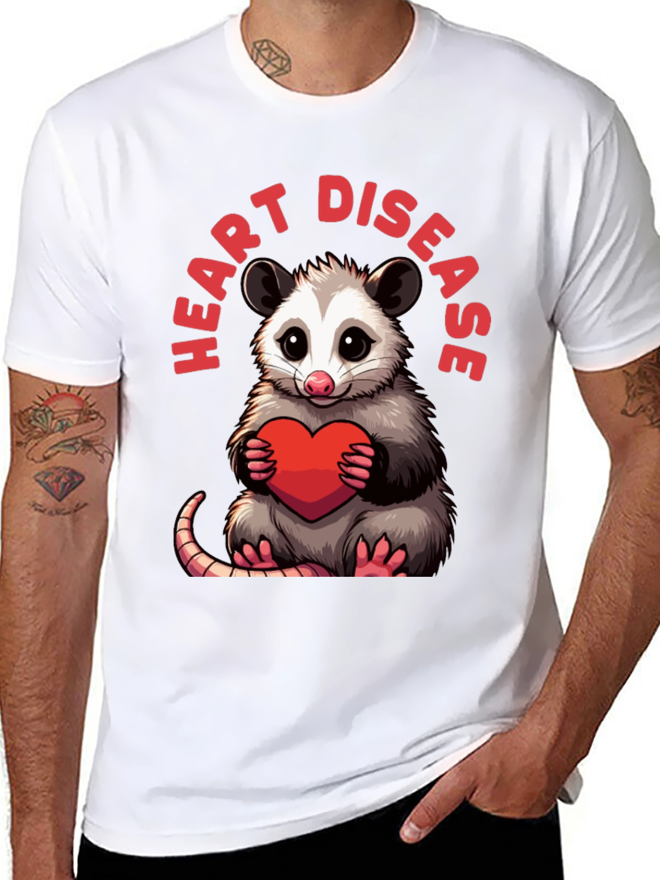 Cute Opossum Heart Disease T-Shirt