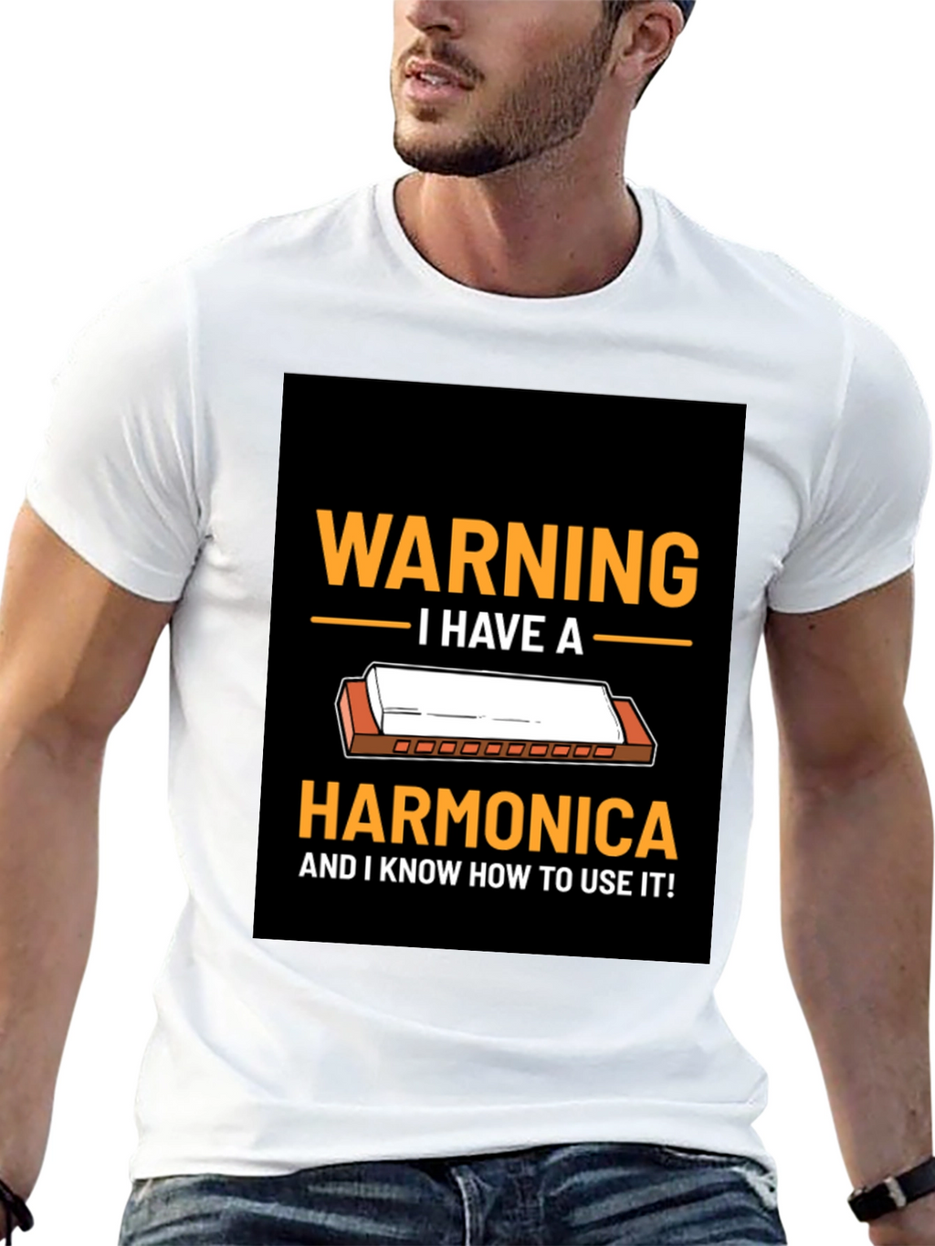 Warning Harmonica T-Shirt - Music Lover Gift