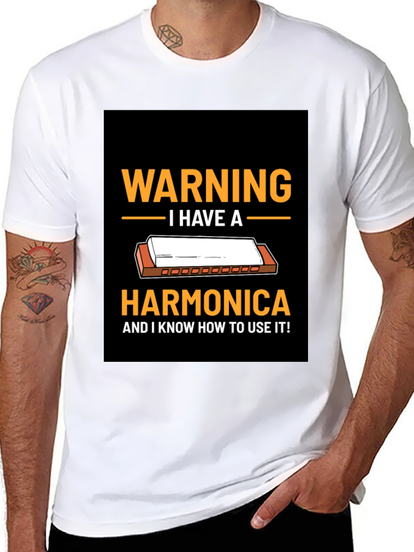 Warning Harmonica T-Shirt - Music Lover Gift