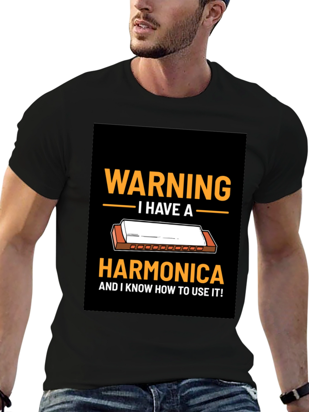 Warning Harmonica T-Shirt - Music Lover Gift