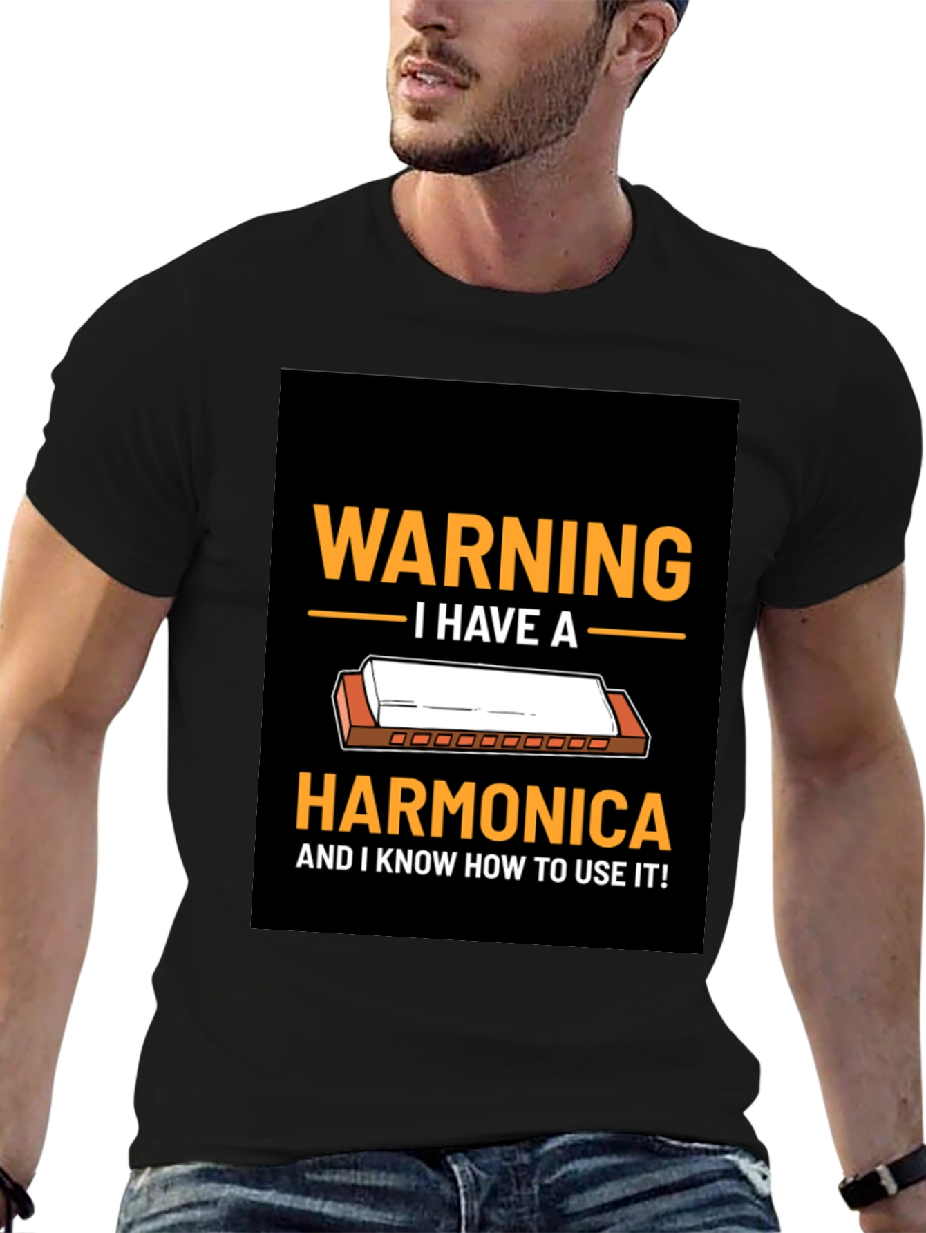 Warning Harmonica T-Shirt - Music Lover Gift