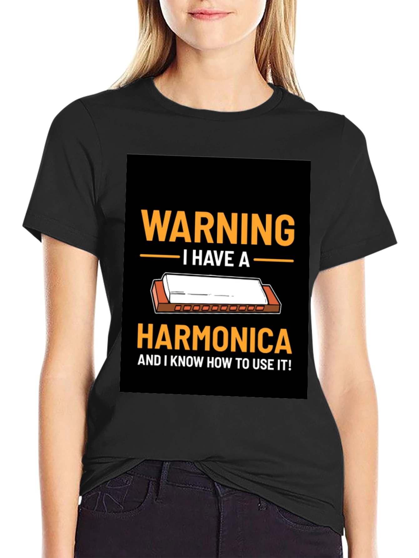Warning Harmonica T-Shirt - Music Lover Gift