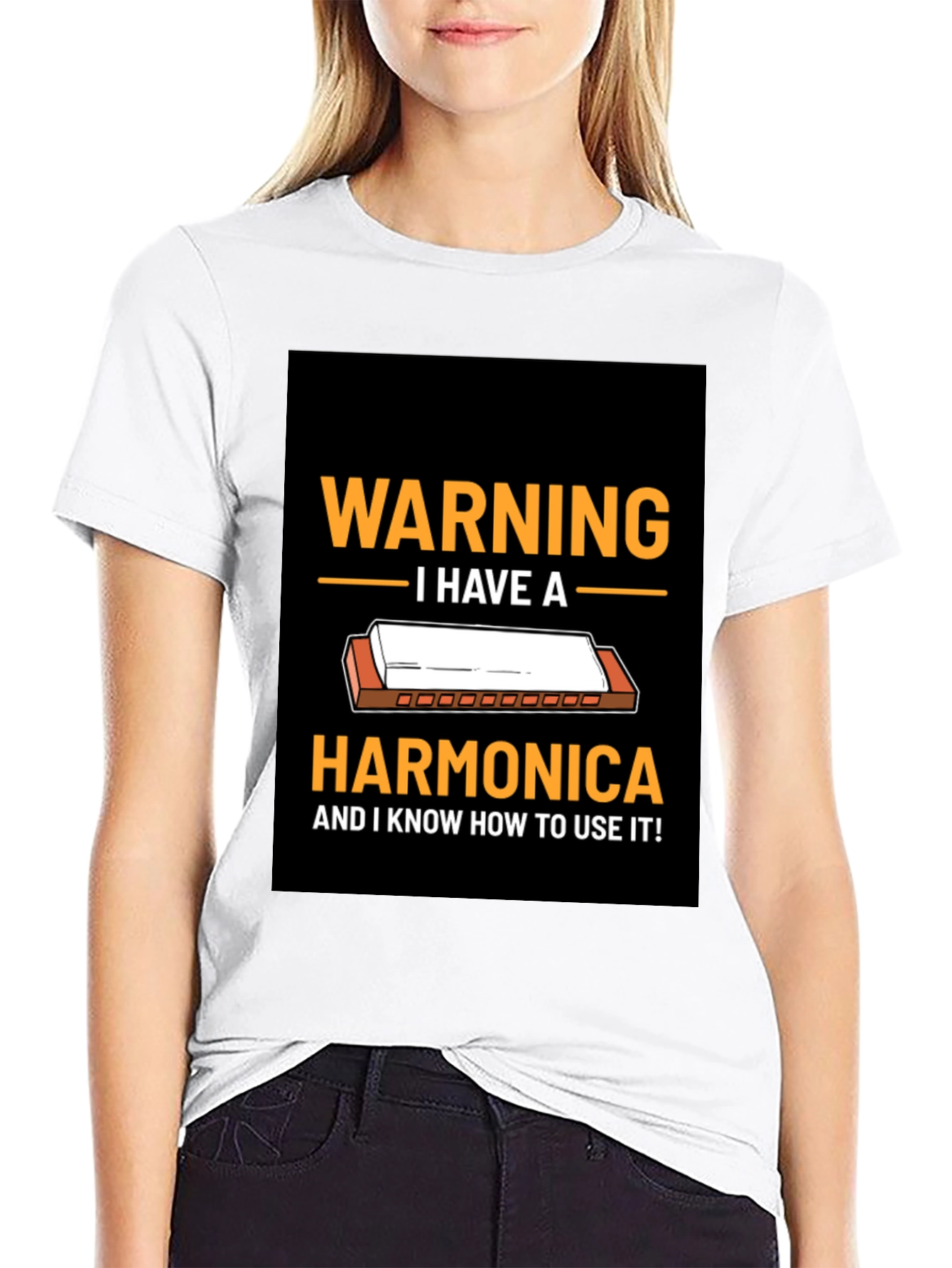 Warning Harmonica T-Shirt - Music Lover Gift
