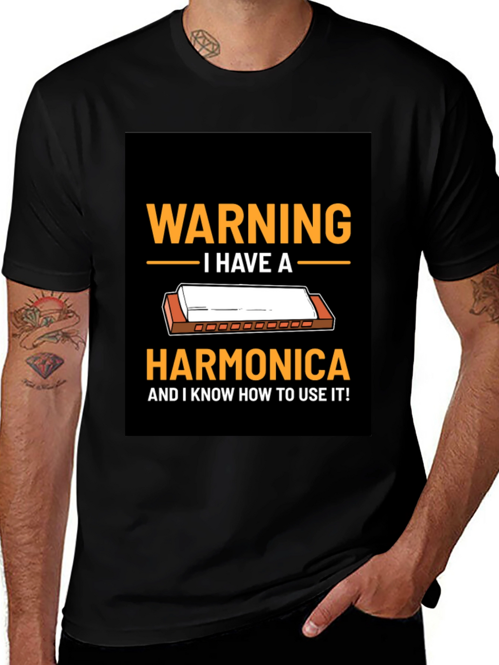 Warning Harmonica T-Shirt - Music Lover Gift