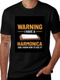 Warning Harmonica T-Shirt - Music Lover Gift