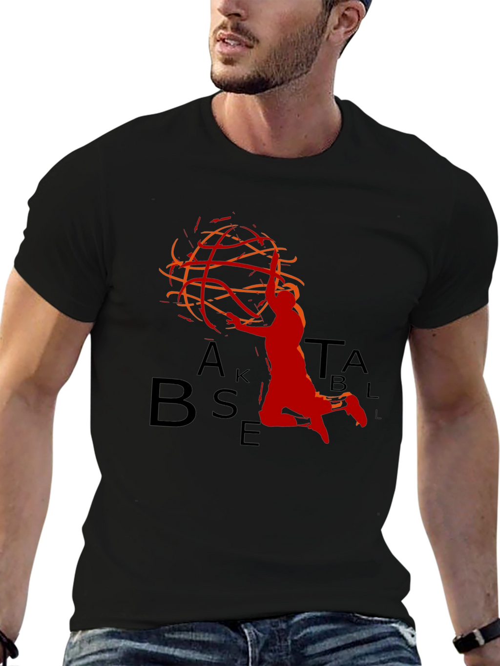 Basketball Graphic Tee - Black Sporty Design