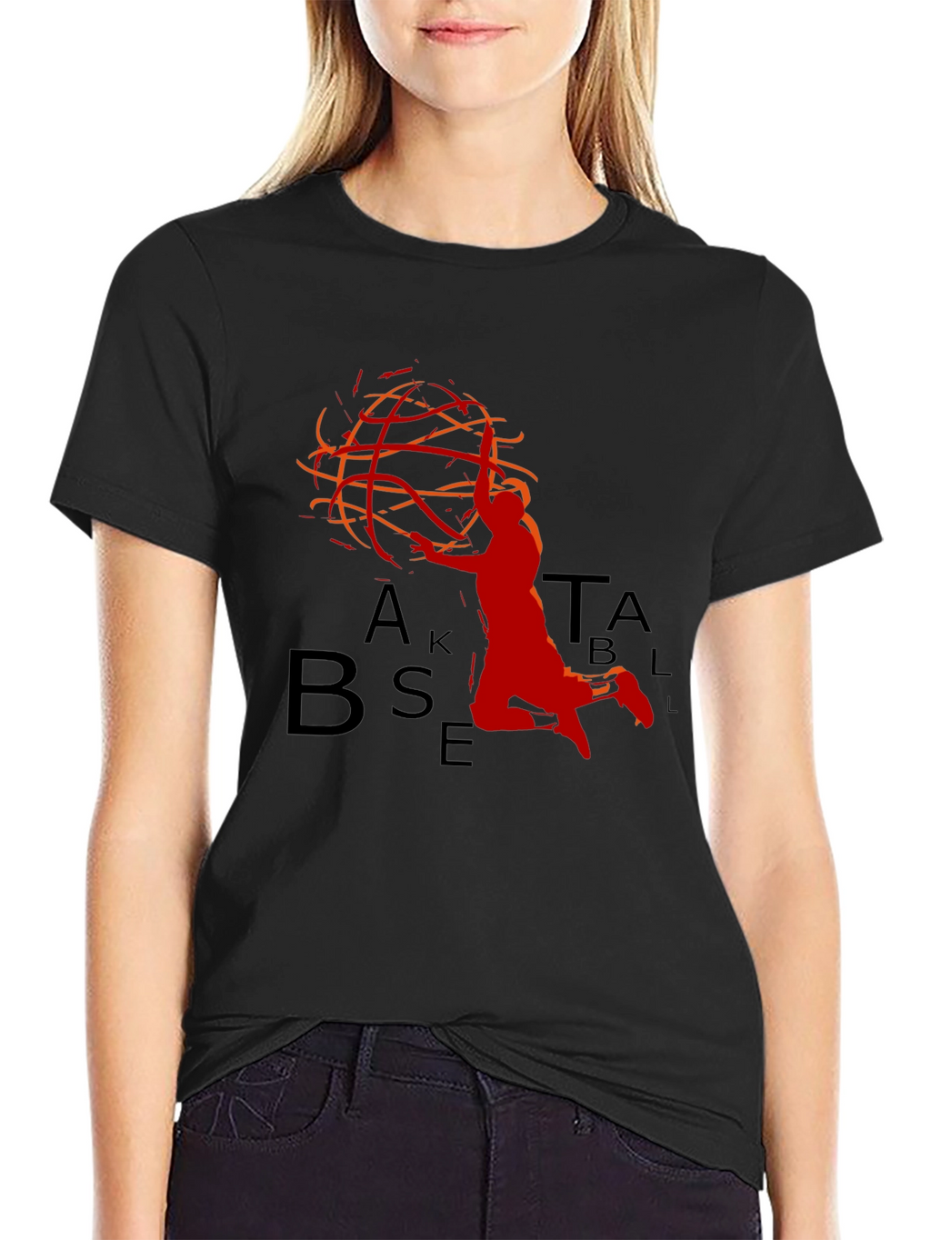 Basketball Graphic Tee - Black Sporty Design