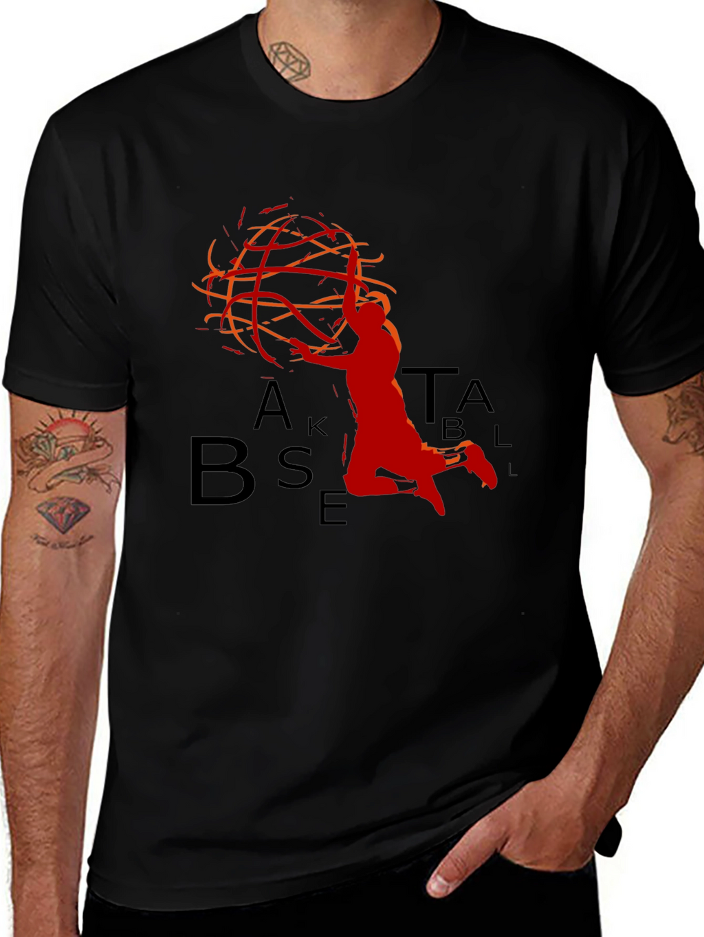 Basketball Graphic Tee - Black Sporty Design