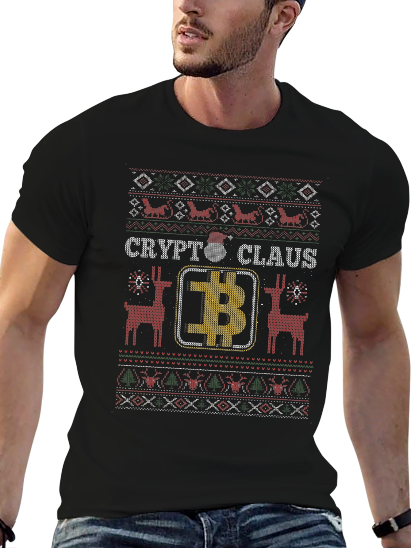 Crypto Claus Bitcoin Ugly Christmas Sweater T-Shirt