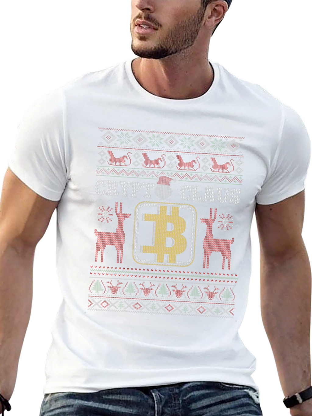 Crypto Claus Bitcoin Ugly Christmas Sweater T-Shirt