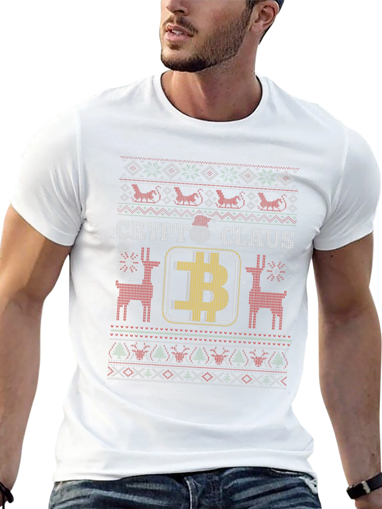 Crypto Claus Bitcoin Ugly Christmas Sweater T-Shirt