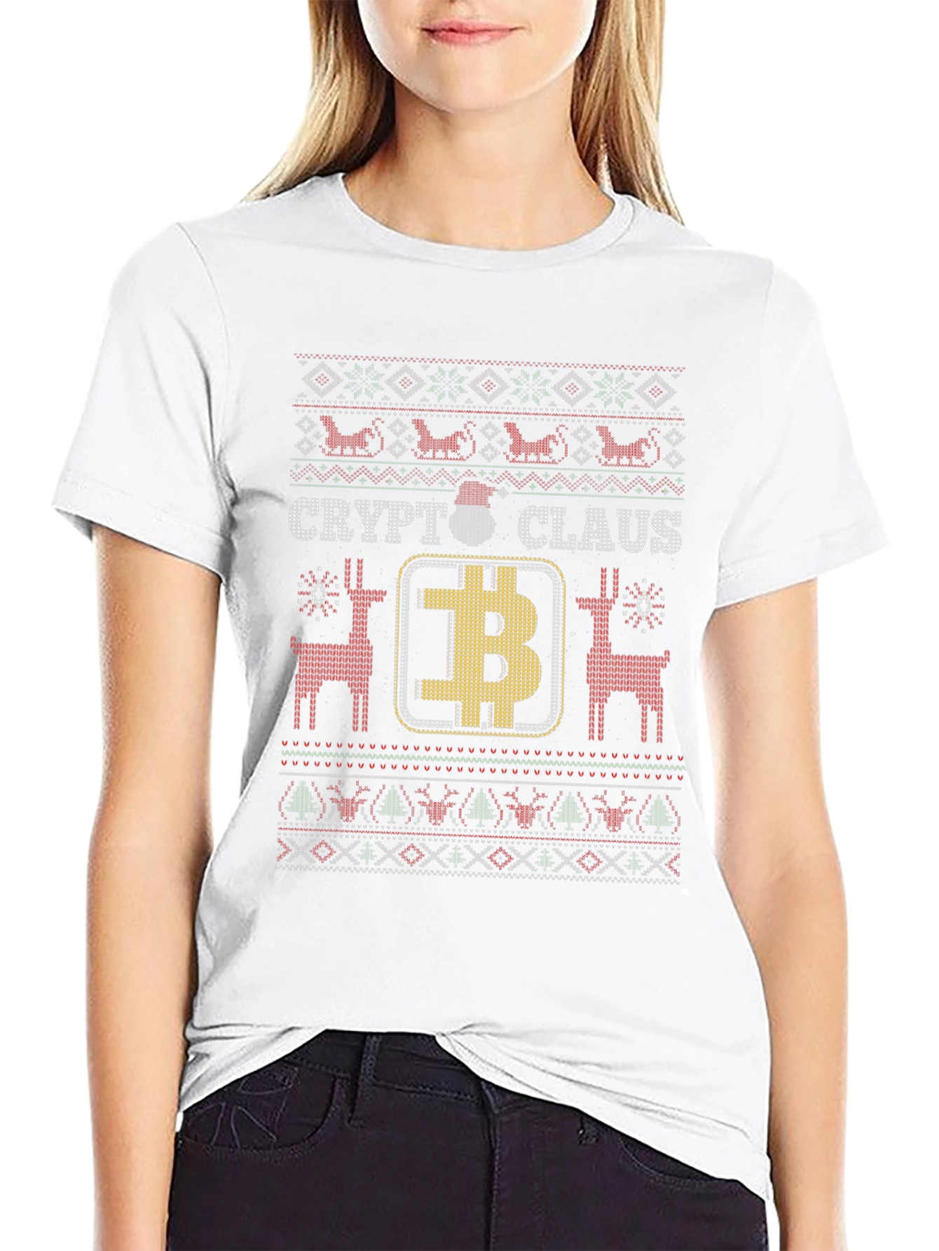 Crypto Claus Bitcoin Ugly Christmas Sweater T-Shirt
