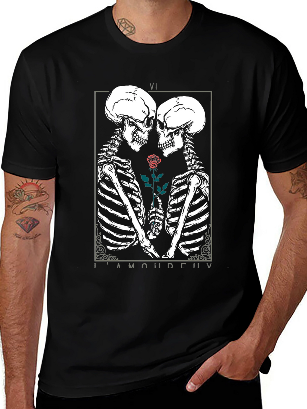 Skeleton Romance Graphic Tee - Black