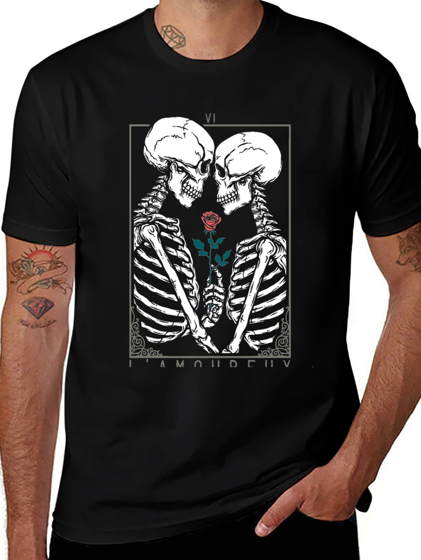 Skeleton Romance Graphic Tee - Black