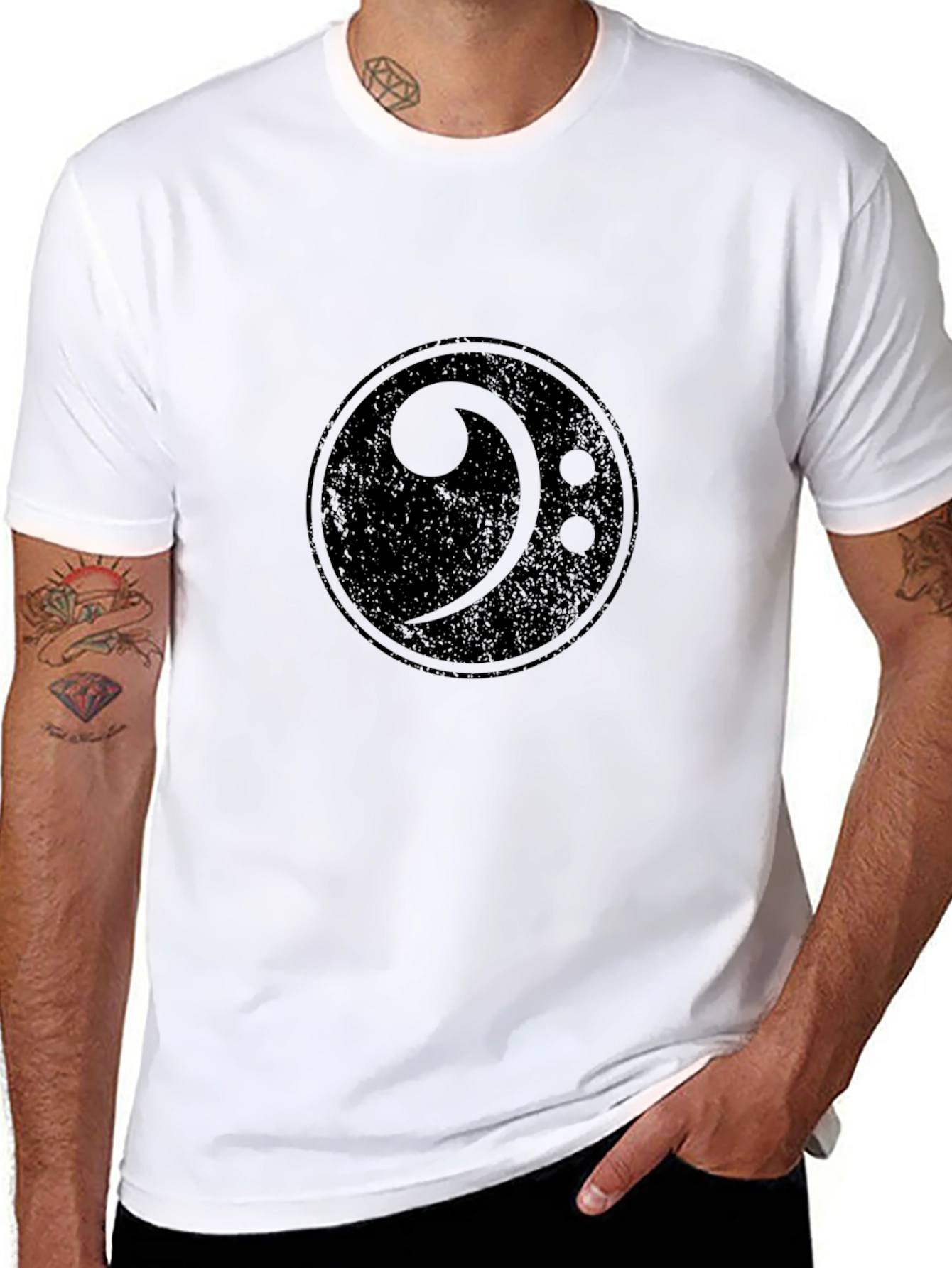 Bass Clef Black T-Shirt - Music Lover Tee
