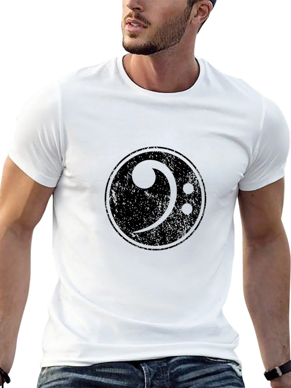 Bass Clef Black T-Shirt - Music Lover Tee