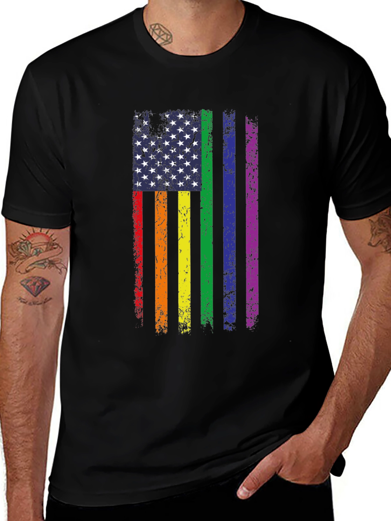 Pride Flag USA Graphic Tee