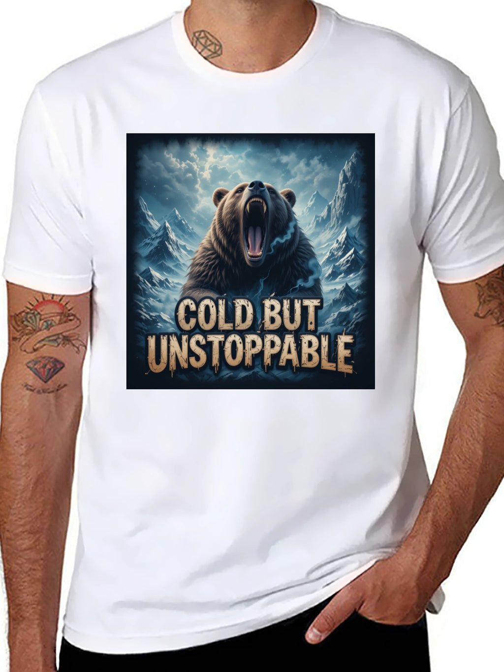 Cold But Unstoppable Bear Graphic T-Shirt