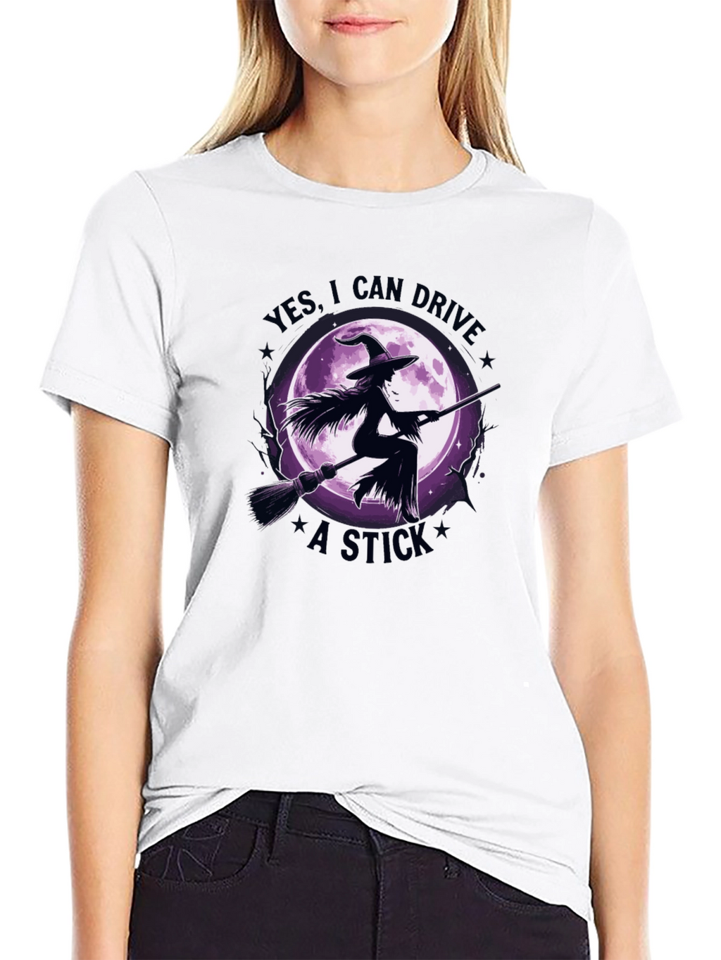 Witch Broomstick Graphic Tee - Halloween Apparel