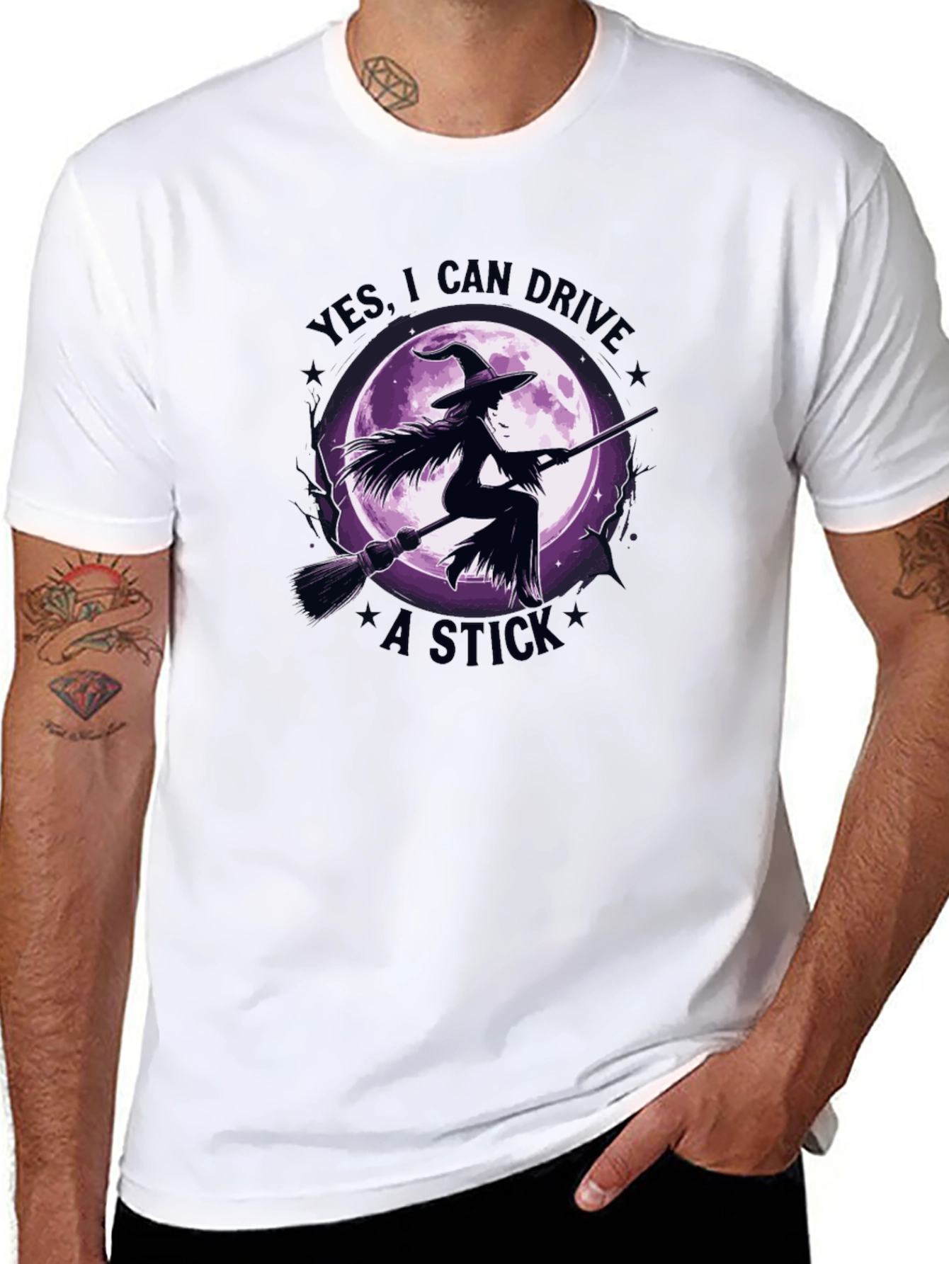 Witch Broomstick Graphic Tee - Halloween Apparel