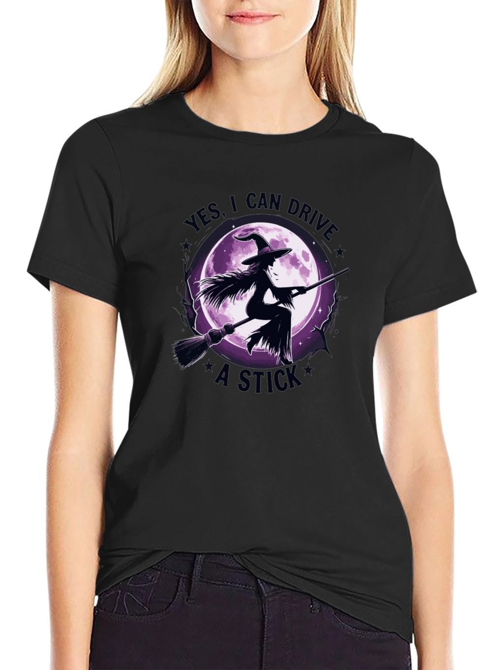 Witch Broomstick Graphic Tee - Halloween Apparel