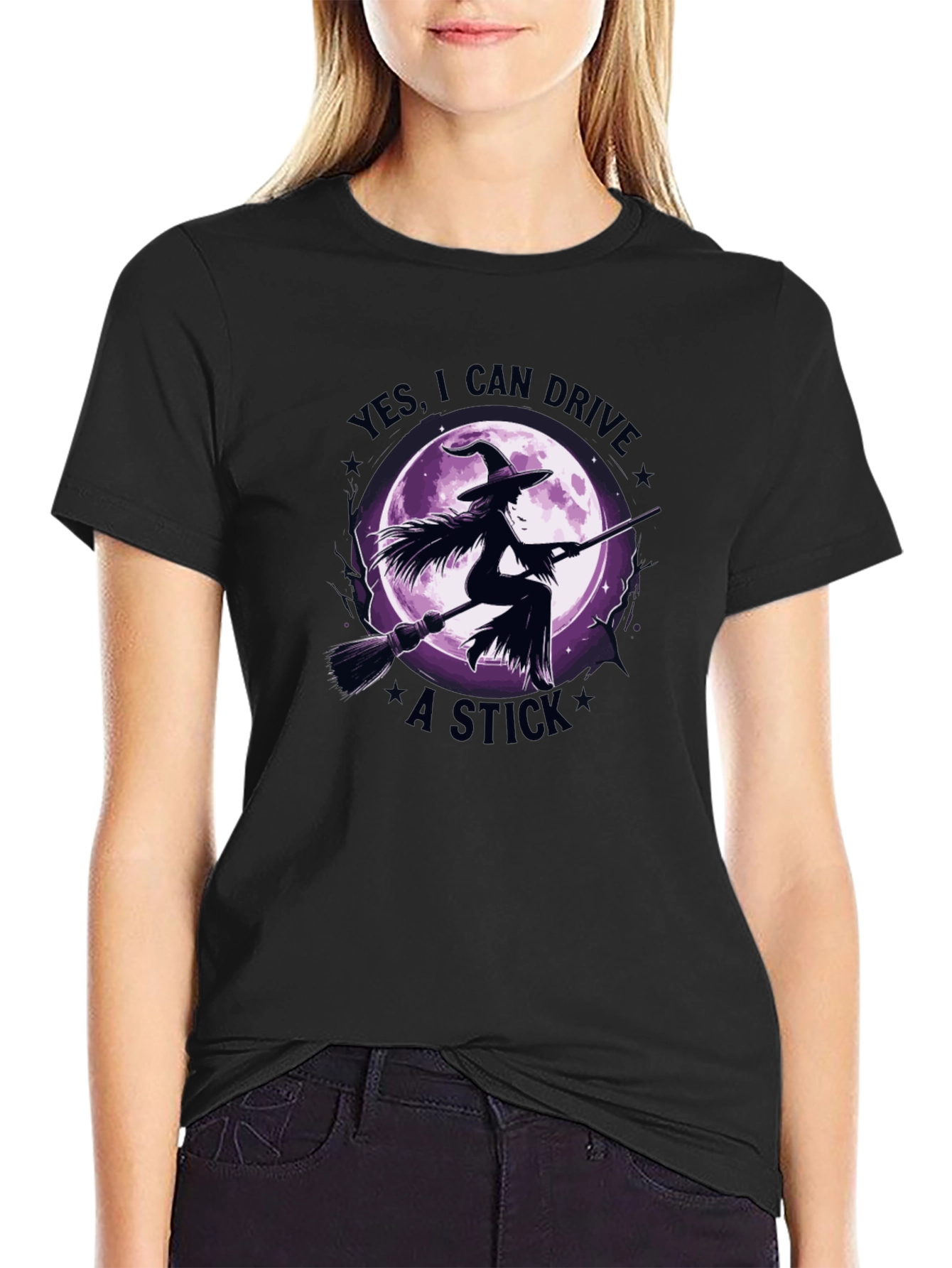 Witch Broomstick Graphic Tee - Halloween Apparel
