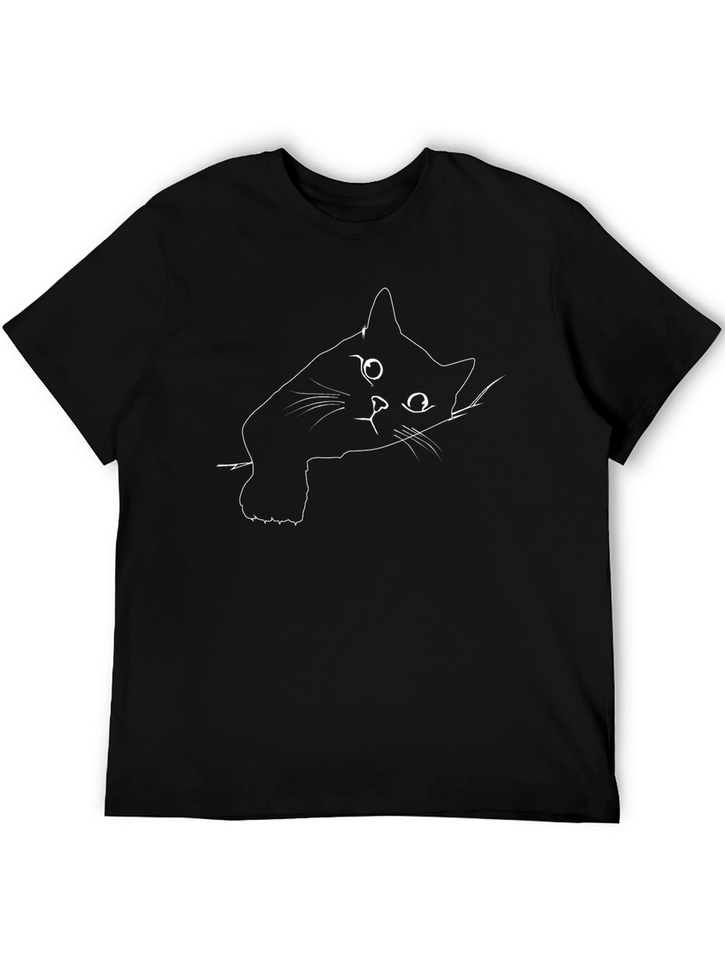 Black Cat Line Art Graphic Tee - Mens