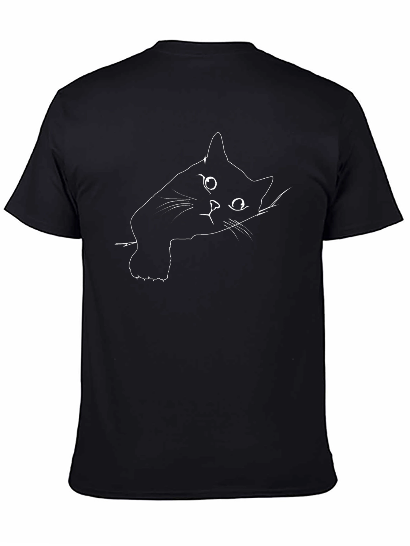 Black Cat Line Art Graphic Tee - Mens