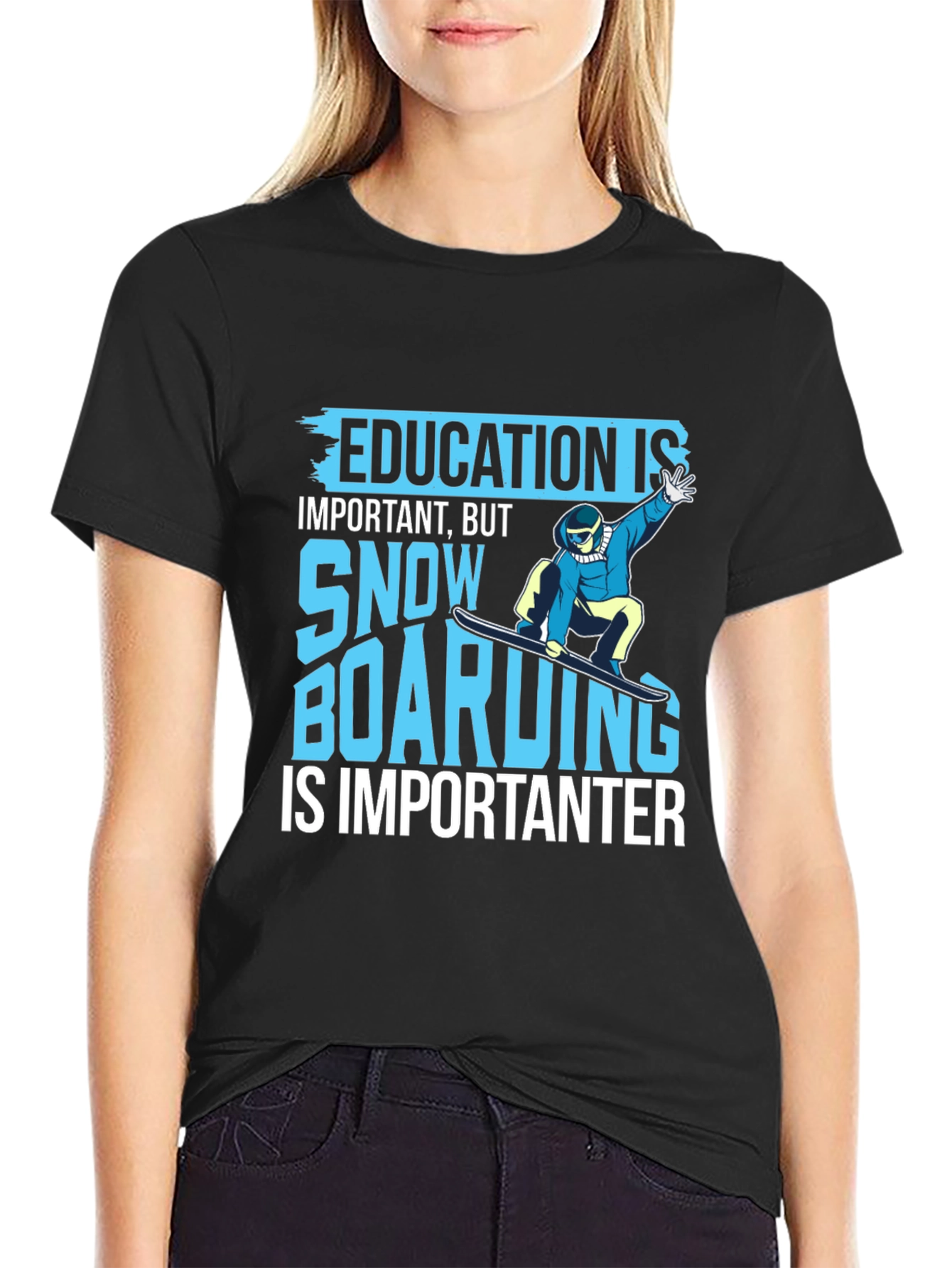 Funny Snowboarding T-Shirt - Education is Important