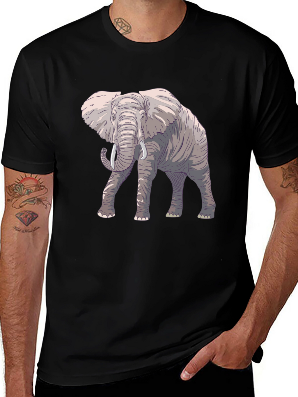 Elephant Graphic Black T-Shirt