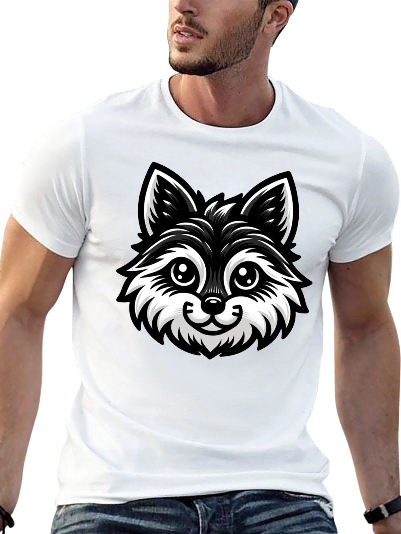 Cartoon Raccoon Graphic Black T-Shirt