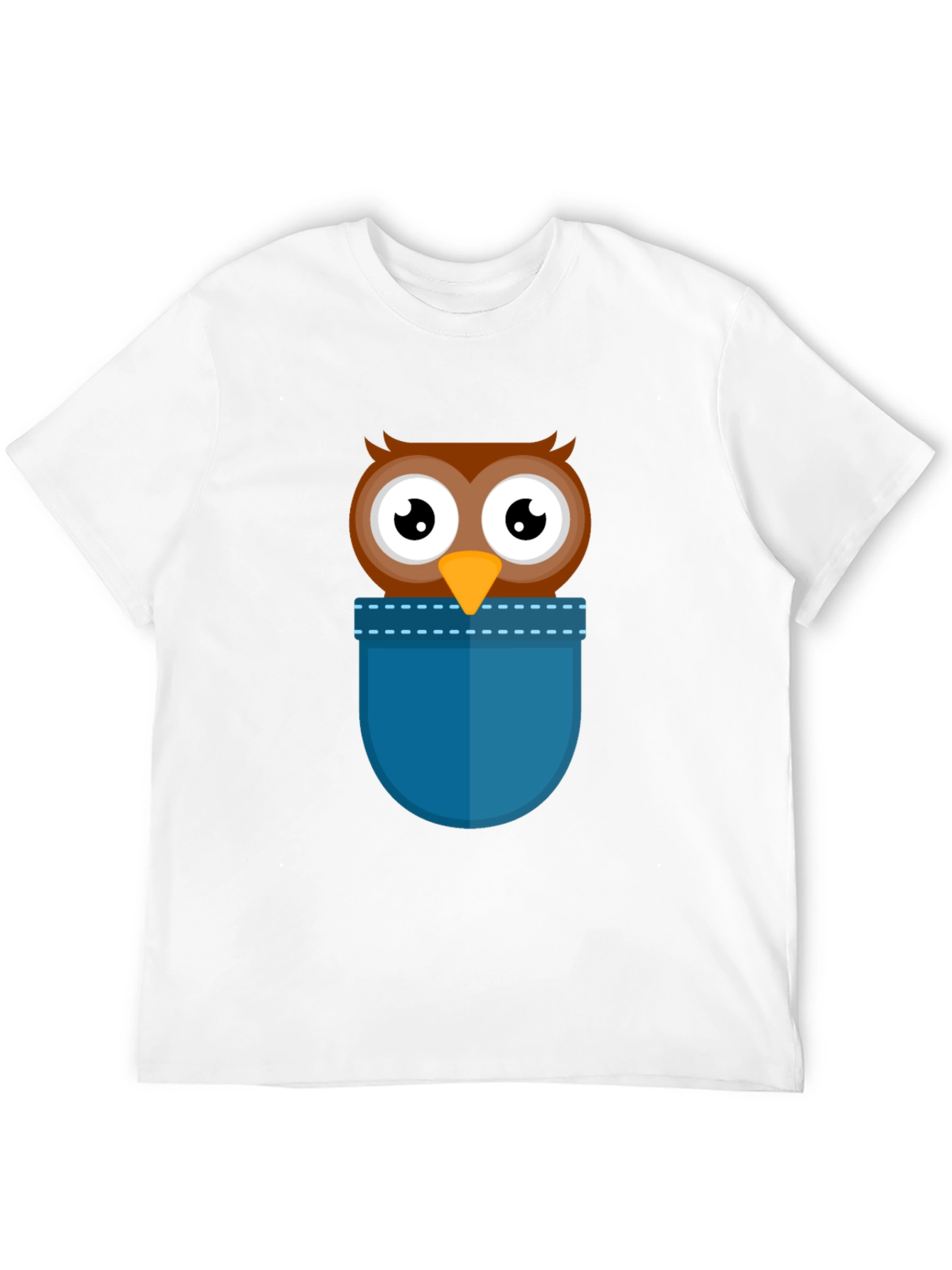 Cartoon Owl Pocket T-Shirt - Black