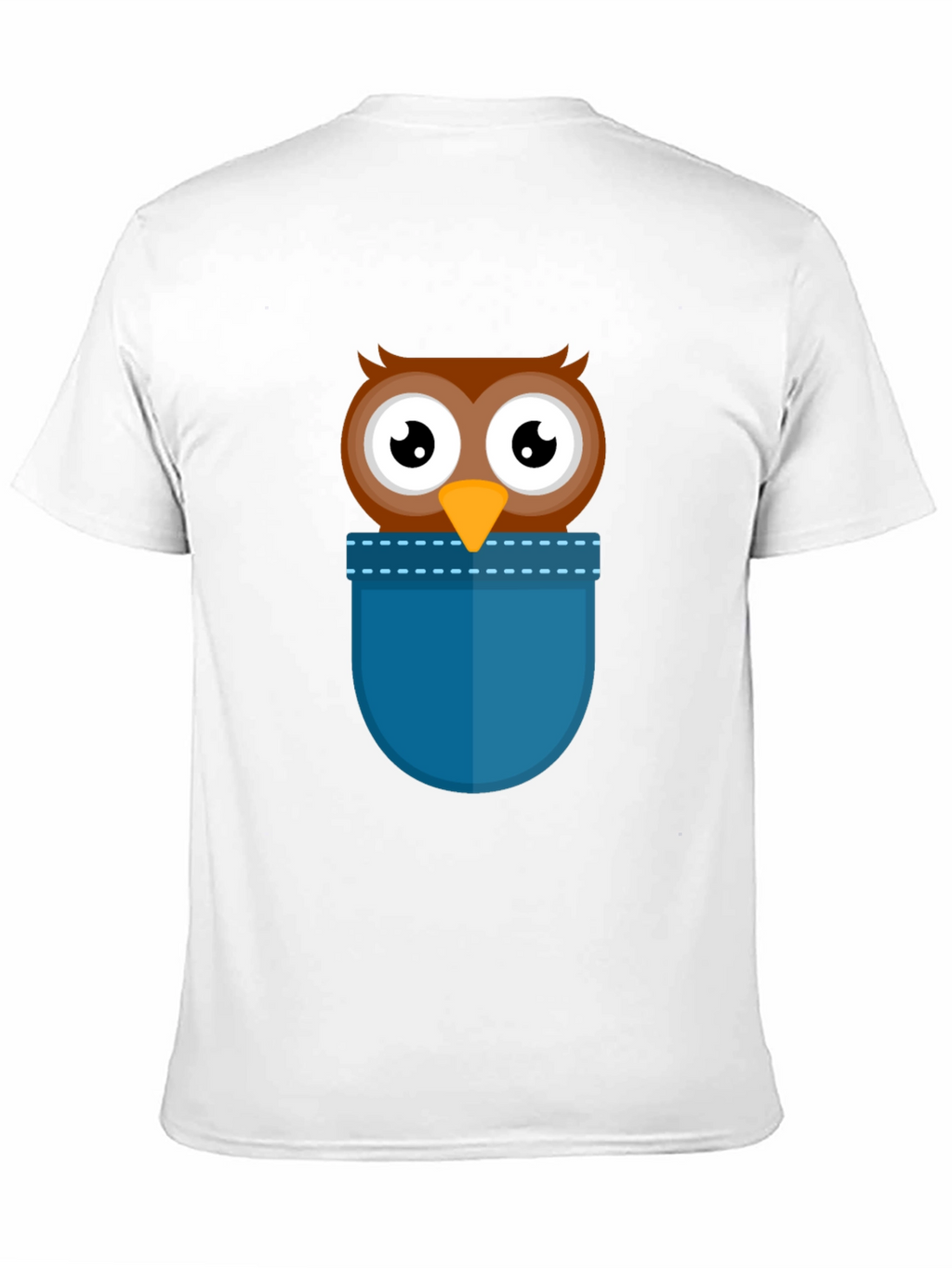 Cartoon Owl Pocket T-Shirt - Black