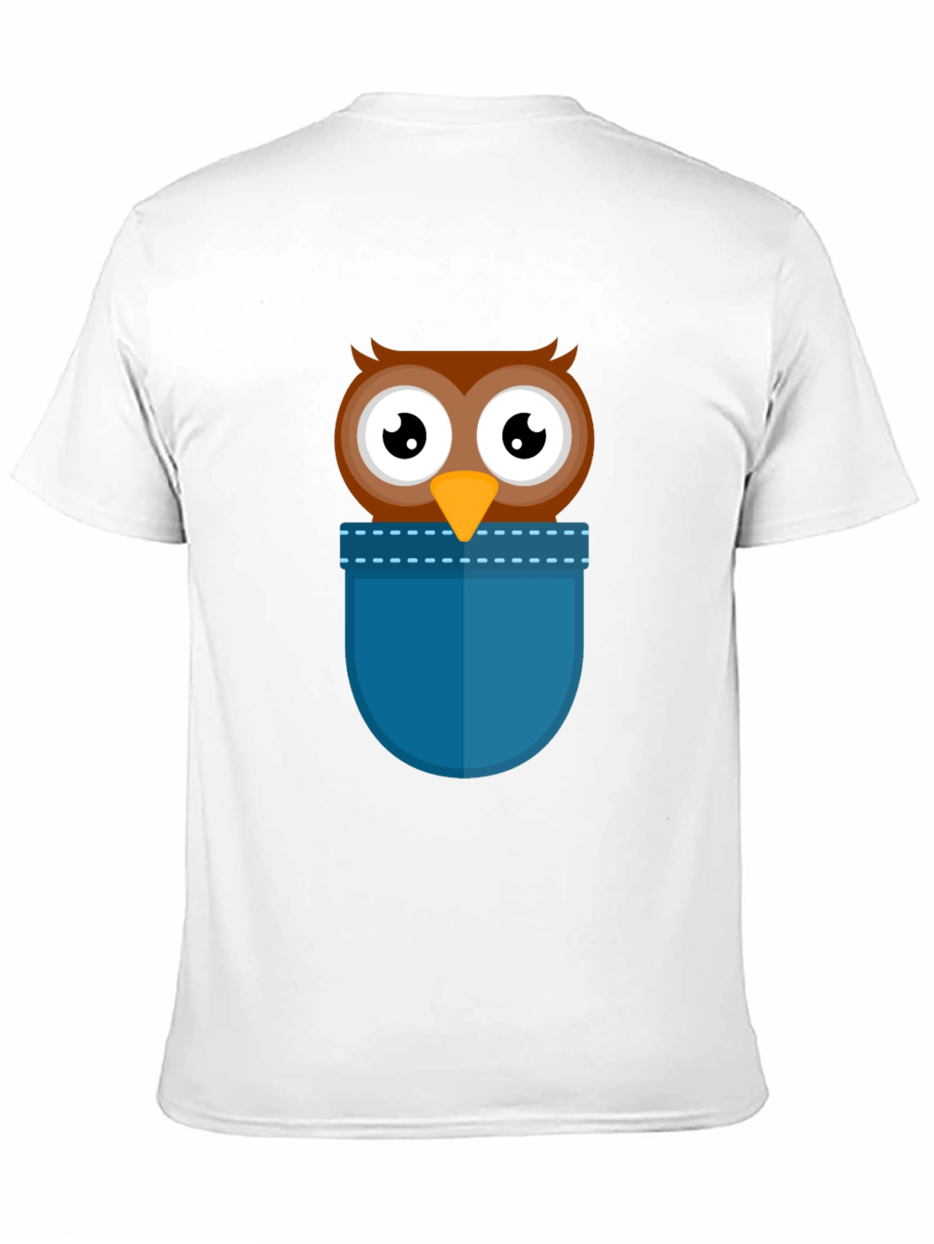 Cartoon Owl Pocket T-Shirt - Black