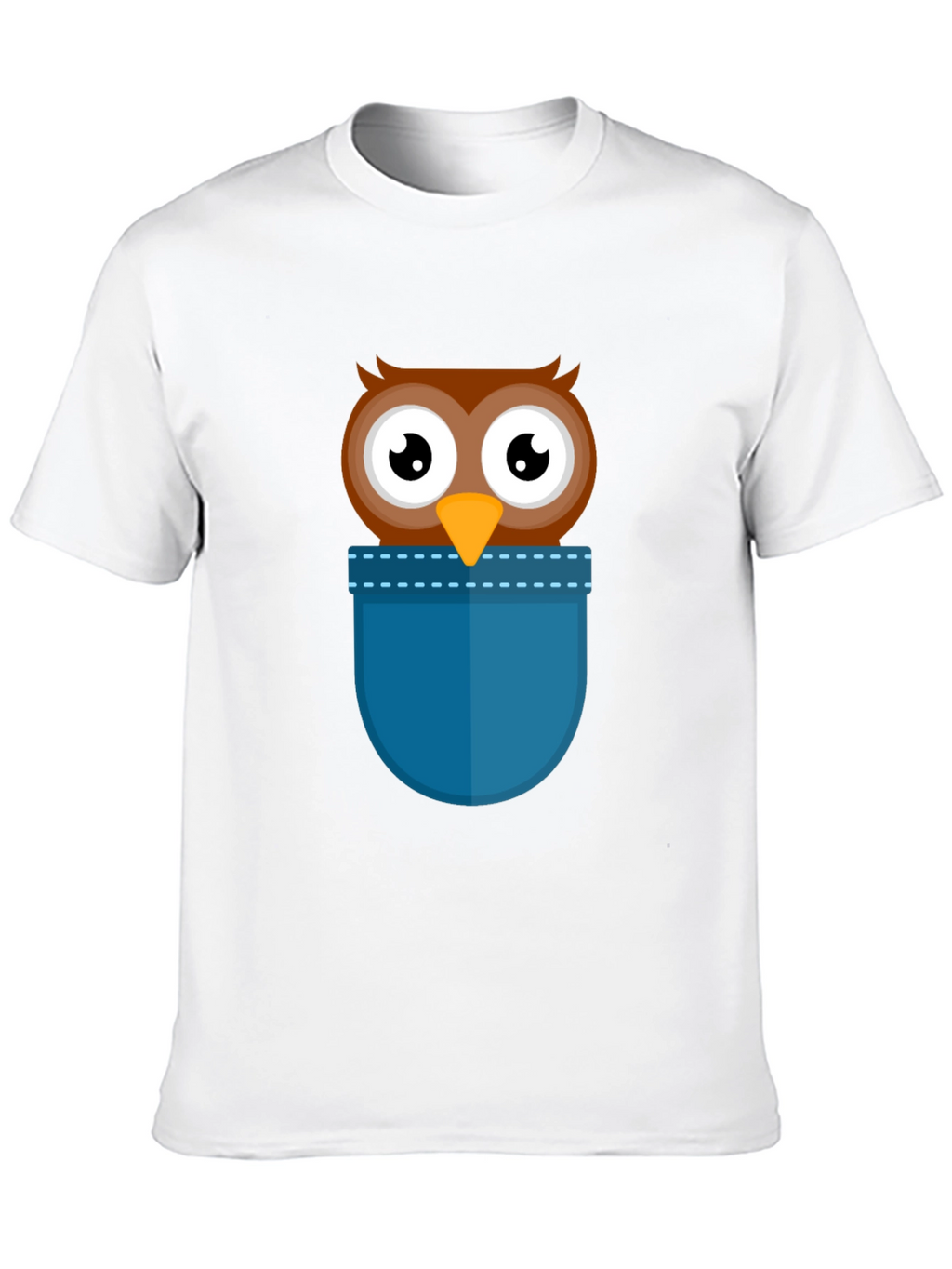 Cartoon Owl Pocket T-Shirt - Black